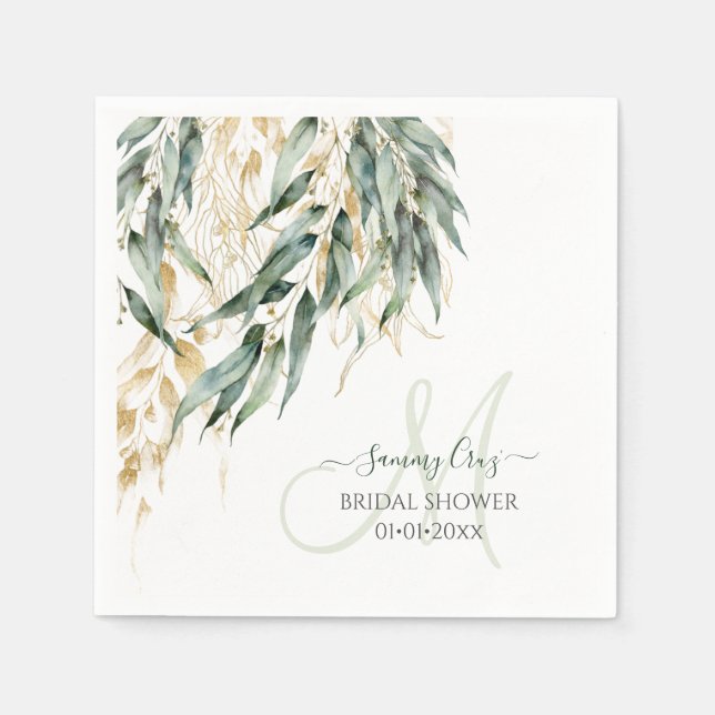 Guardanapo De Papel PixDezines H2 Rustic Willow Eucalyptus Monograma (Frente)