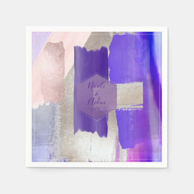 Guardanapo De Papel PixDezines Violeta Bloque de Cor Roxo Casamento (Frente)