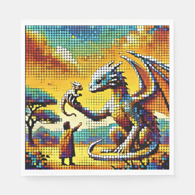 Guardanapo De Papel pixelated image of a dragon trainer (Frente)