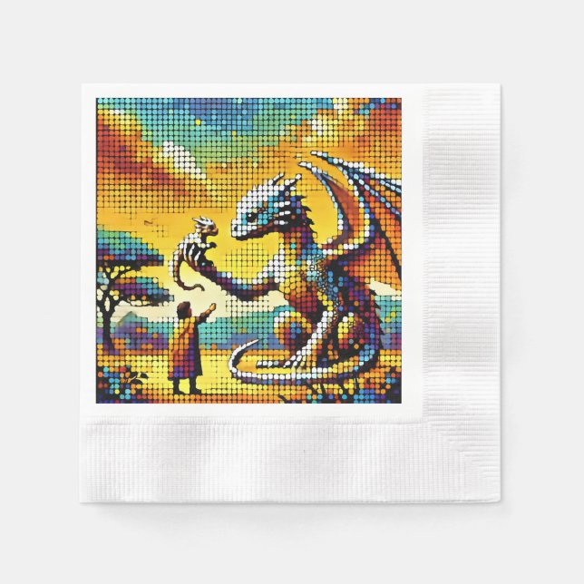 Guardanapo De Papel pixelated image of a dragon trainer (Frente)
