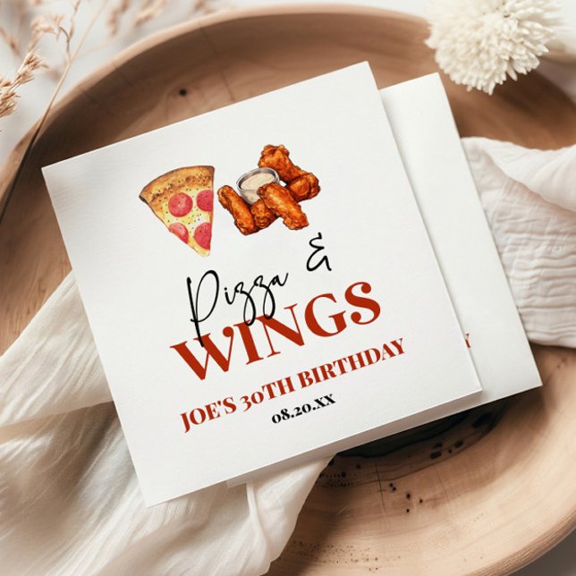 Guardanapo De Papel Pizza and Wings Birthday Party (Criador carregado)