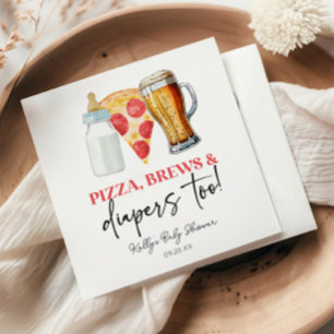 Guardanapo De Papel Pizza Brews e Fraldas também! Chá de fraldas