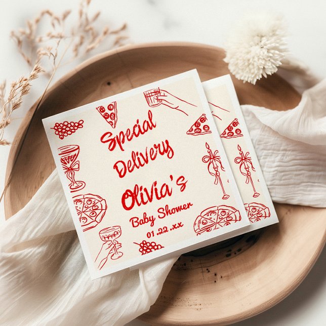 Guardanapo De Papel Pizza Chá de fraldas de Entrega Especial Desenhada (Criador carregado)