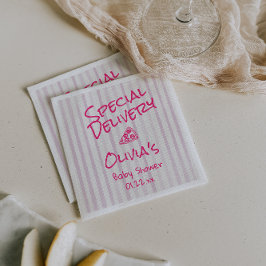 Guardanapo De Papel Pizza Chá de fraldas de Entrega Especial Rosa Cor-