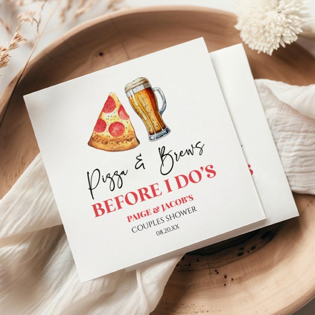 Guardanapo De Papel Pizza e Cervejas Antes do Casamento Chá de Casal (Criador carregado)