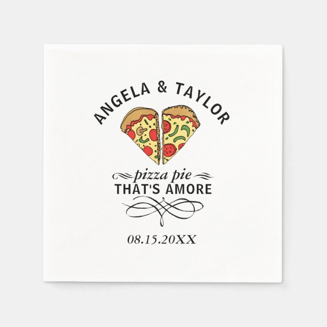 Guardanapo De Papel Pizza Love Trendy Weding Monograma Data (Frente)