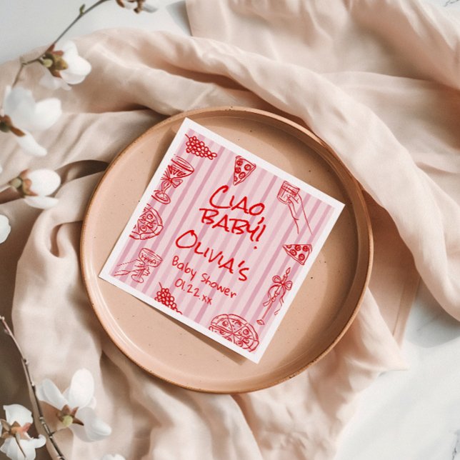 Guardanapo De Papel Pizza Mão Desenhada Vermelho Roxo Chá de fraldas N (Criador carregado)