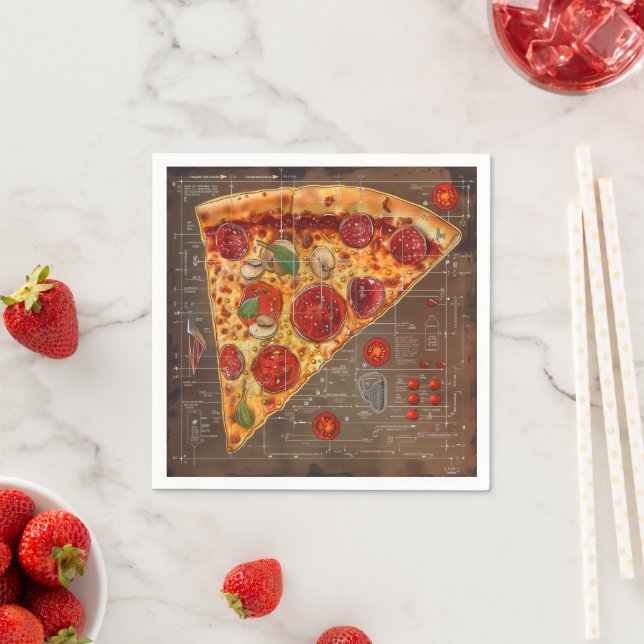Guardanapo De Papel Pizza Modern Blueprint (Insitu)