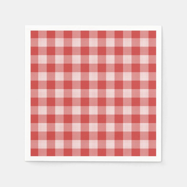 Guardanapo De Papel Pizza Party Red Gingham Papel de Xadrez Napkin (Frente)