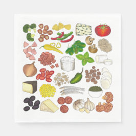 Guardanapo De Papel Pizza Party Topping Italiana Comida Pizzeria Pie