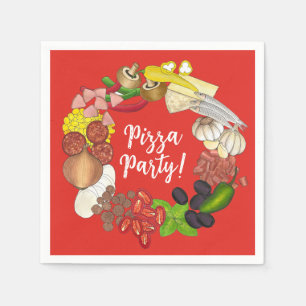 Guardanapo De Papel Pizza Party Topping Italiana Comida Pizzeria Pie