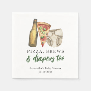 Guardanapo De Papel Pizza, paus e Fraldas para Chá de fraldas