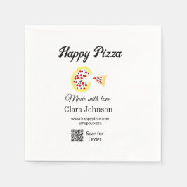 Guardanapo De Papel Pizza restaurant cafe pizzeria scan QR code order 