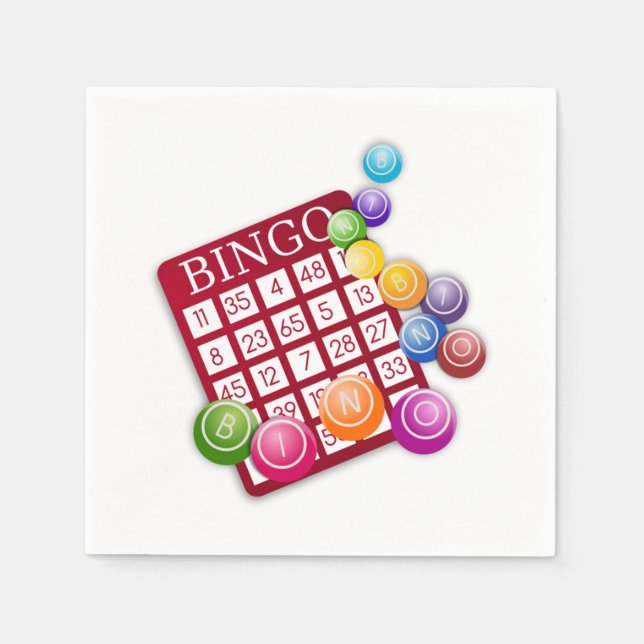 Guardanapo De Papel Placa BINGO com BINGO Balls (Frente)