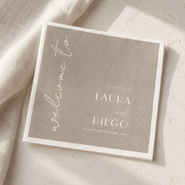 Guardanapo De Papel Placa de Boas-Vindas para Casamento Simples e Neut (Criador carregado)