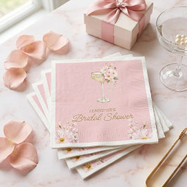 Guardanapo De Papel Placa de Boas-Vindas Pérolas Rosa e Prosecco