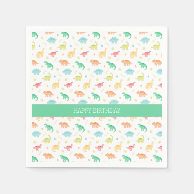 Guardanapo De Papel Placa de Papel Dinossauro Personalizada - Azul Ver (Frente)