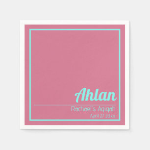 Guardanapo De Papel Placa Sólida Cor Rosa, Cor Teal, Chá de fraldas Aq