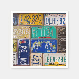 Guardanapo De Papel Placas de Licença Retro Rusty