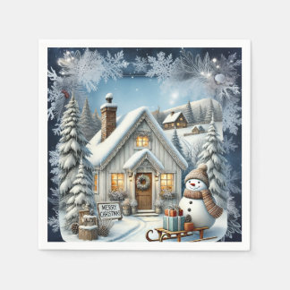 Guardanapo De Papel Placas de papel de paisagem de natais vintages exc