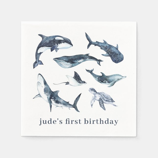 Guardanapo De Papel Placas De Papel Para Animais Do Oceano (Frente)