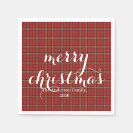 Guardanapo De Papel Plaid Clássico Feliz Natal Festivo - 