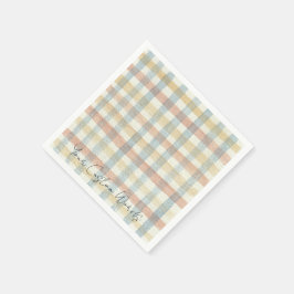 Guardanapo De Papel Plaid Pastel Pintado à Mão Padrão de Grade Aquarel