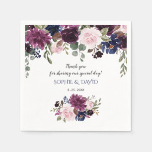 Guardanapo De Papel Planejador de Casamento de Sangue Floral Azul de M