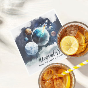 Guardanapo De Papel Planetas Espaciais Exteriores e primeiro aniversar