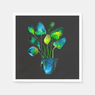 Guardanapo De Papel Plantas aquáticas de arte verde e abstrato azul