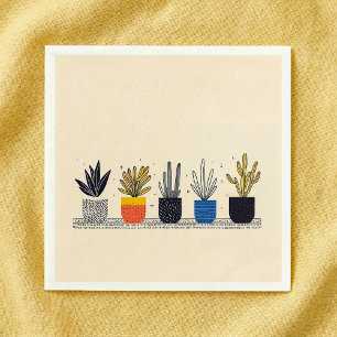 Guardanapo De Papel Plantas de Casa Coloridas em Vasos casamento