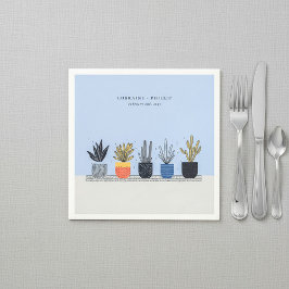 Guardanapo De Papel Plantas de Casa em Vasos Coloridas Azuis casamento