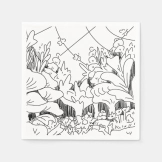 Guardanapo De Papel Plantas e Flores de Arte de Linha Simples Fofos