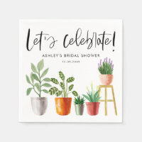 Plantas em vasos com aquarela boho Chá de Bebê de