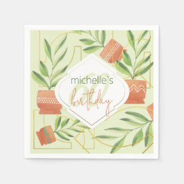 Guardanapo De Papel Plantas Frescas Em Potes Cerâmicos