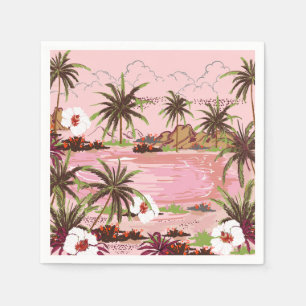 Guardanapo De Papel Plantas tropicais das palmas da ilha e mar