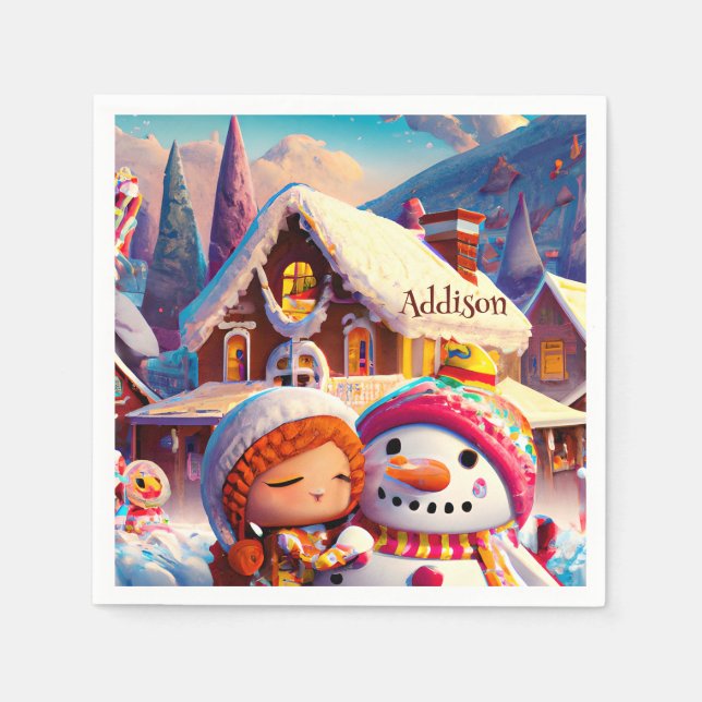 Guardanapo De Papel Playday de Natal Gingerpão Snowman Winter (Frente)