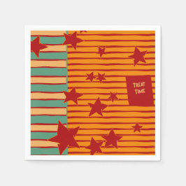 Guardanapo De Papel Playful Pumpkin Orange Retro Halloween Star Stripe