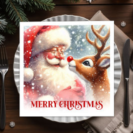Guardanapo De Papel Playful Santa Rudolph Christmas Party Napkins Set