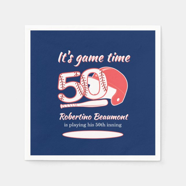 Guardanapo De Papel Playing His 50th Inning Baseball Birthday Party (Frente)