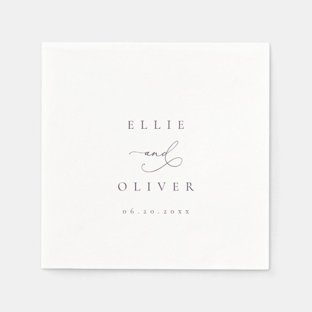 Guardanapo De Papel Plum Purple Boho Casado Moderno Cocktail I (Frente)