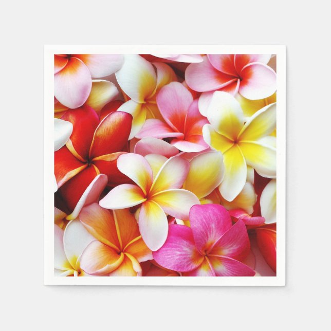 Guardanapo De Papel Plumeria Flowers Hawaiian Frangipani Floral (Frente)