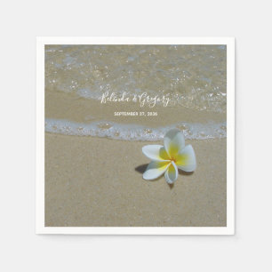 Guardanapo De Papel Plumeria Frangipani Sobre Casamento De Areia