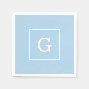 Guardanapo De Papel Pó Azul Branco Moldado Inicialmente Monograma