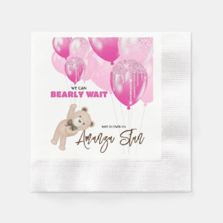 Guardanapo De Papel Podemos Esperar Balões De Teddy Bear Chá de fralda