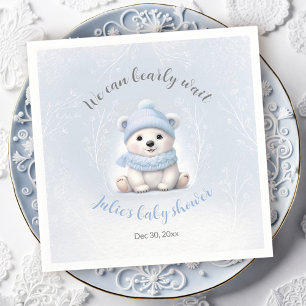 Guardanapo De Papel Podemos Esperar Chá de fraldas Azul Urso Bonito
