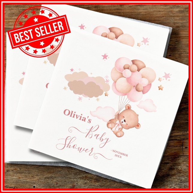 Guardanapo De Papel Podemos Esperar Chá de fraldas De Urso Rosa (Criador carregado)