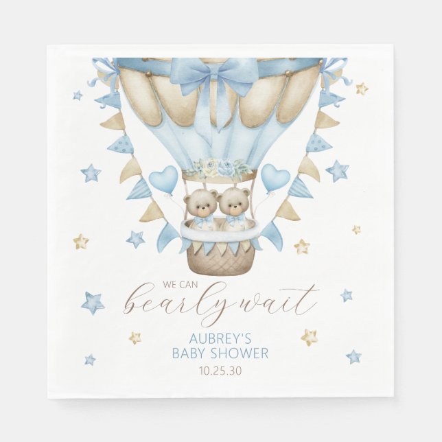 Guardanapo De Papel Podemos Esperar O Chá de fraldas Gêmeo (Frente)