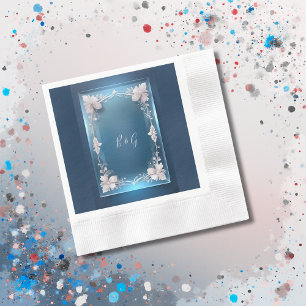 Guardanapo De Papel poeira azul deco ornamentado quadro