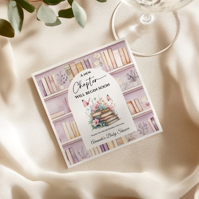Guardanapo De Papel Poetcore New Chapter Pink Girl Book Baby Shower (Criador carregado)